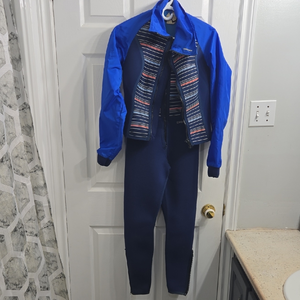 Vintage Blue Camaro Wetsuit with Striped Detail